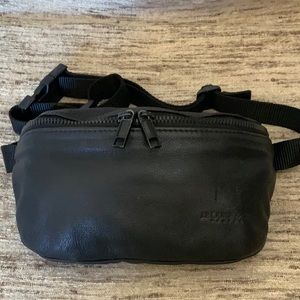 J P Ourse et Cie black leather bum bag